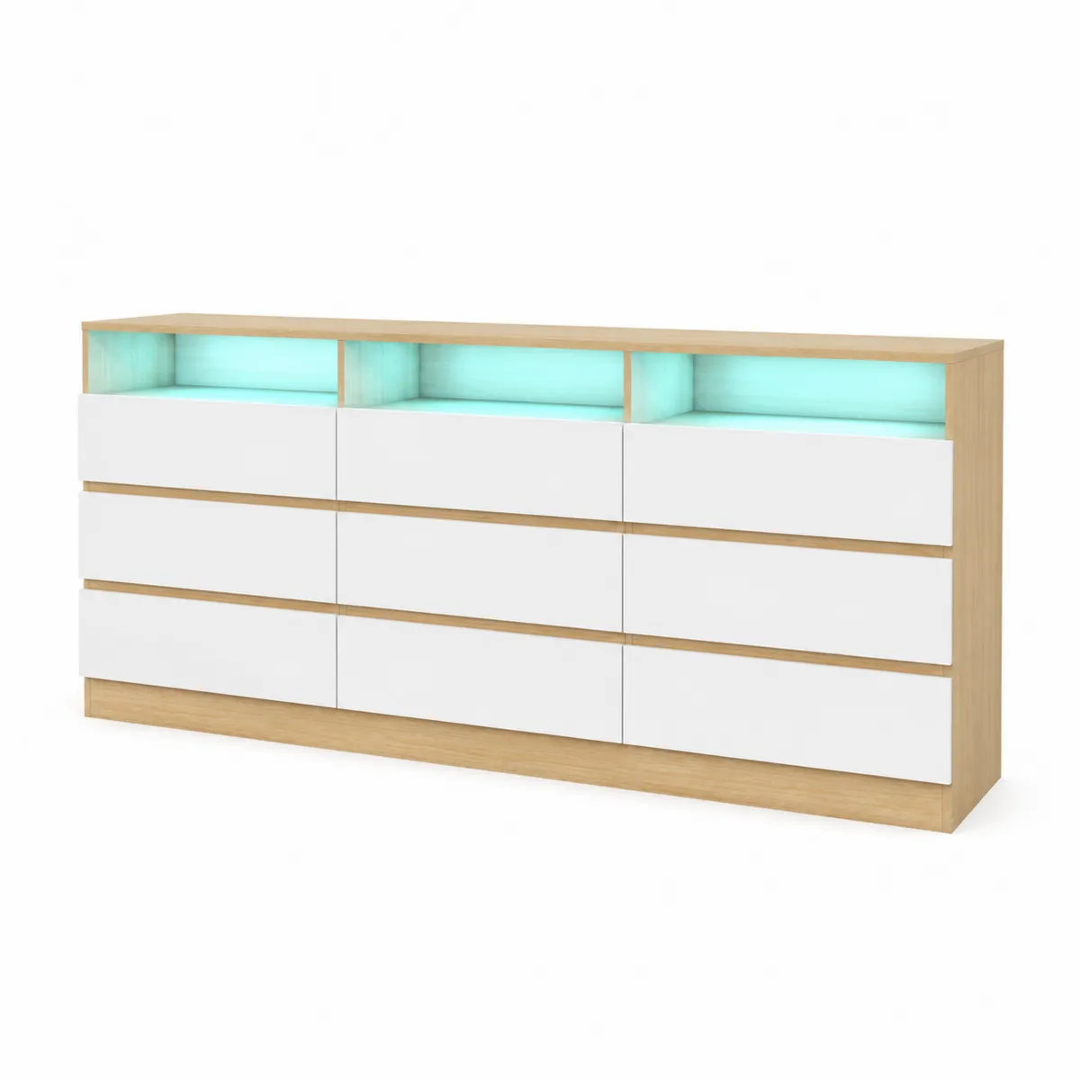 Cassettiera in MDF con Cassetti Bianchi e LED-xeltrivol