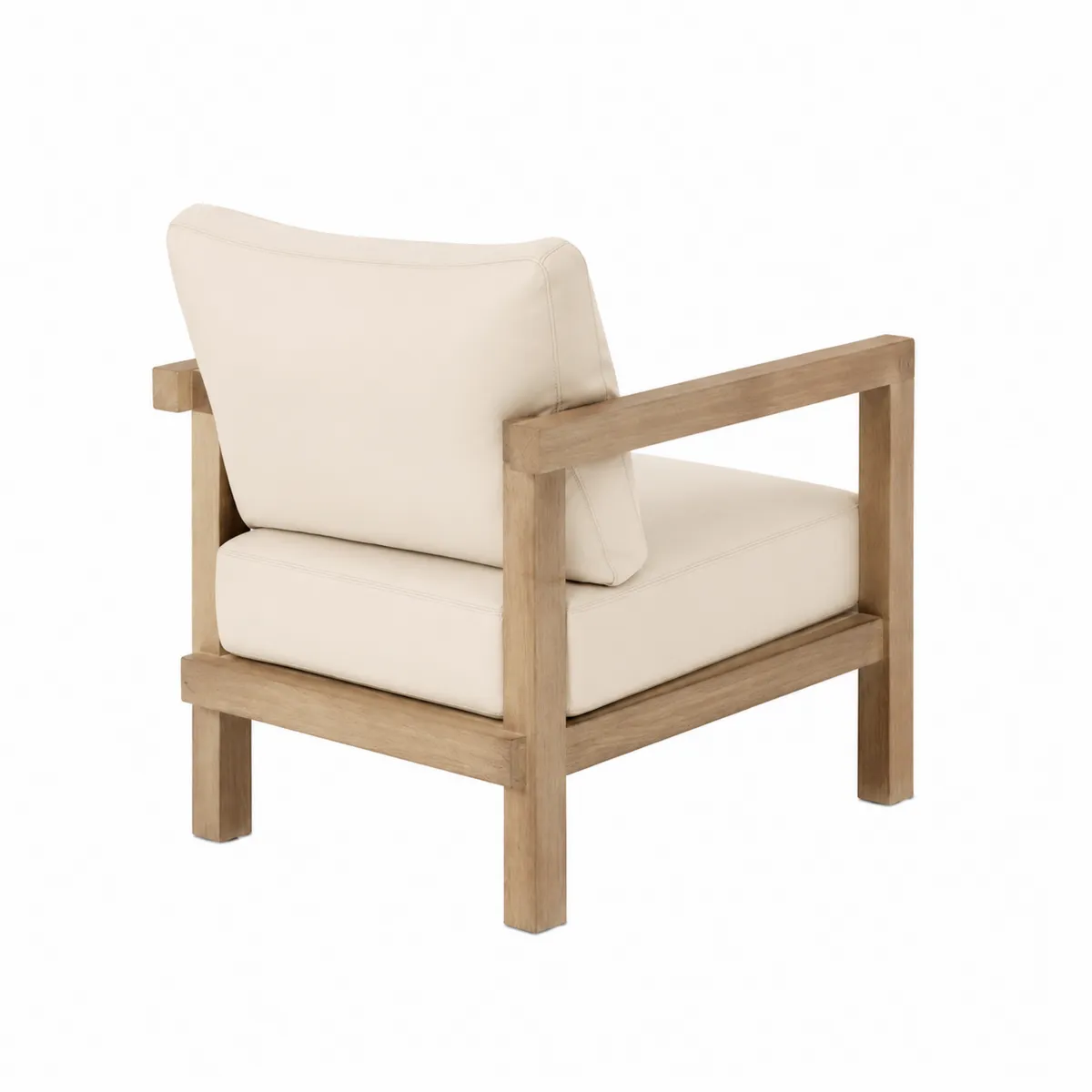 Poltrona da esterno in legno con cuscini crema-xeltrivol