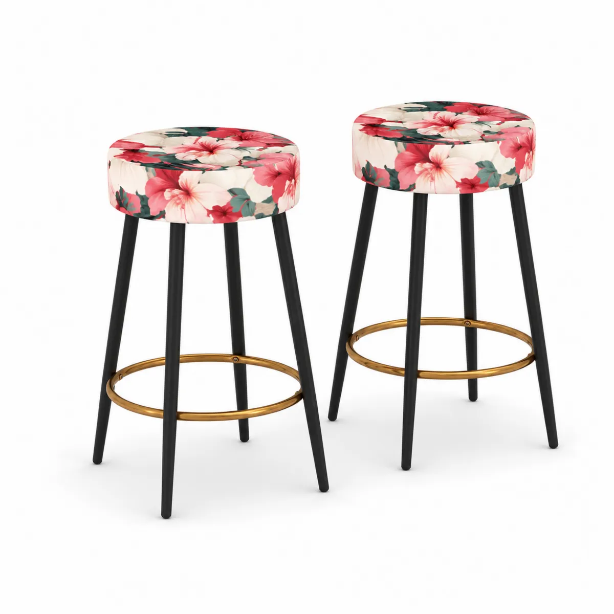 Set di 2 sgabelli in metallo con seduta floreale-xeltrivol