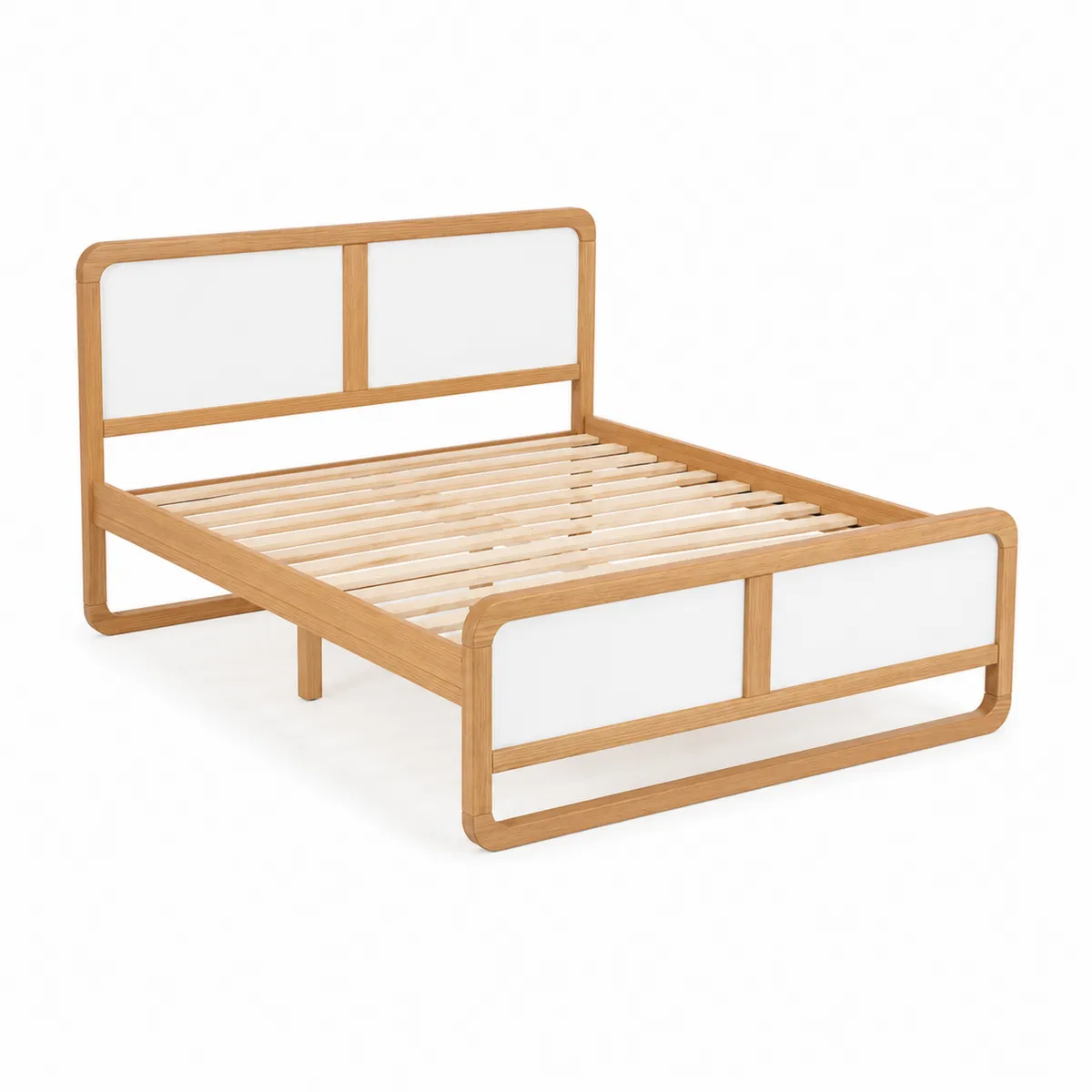 Letto Matrimoniale in Rovere e MDF Bianco-xeltrivol