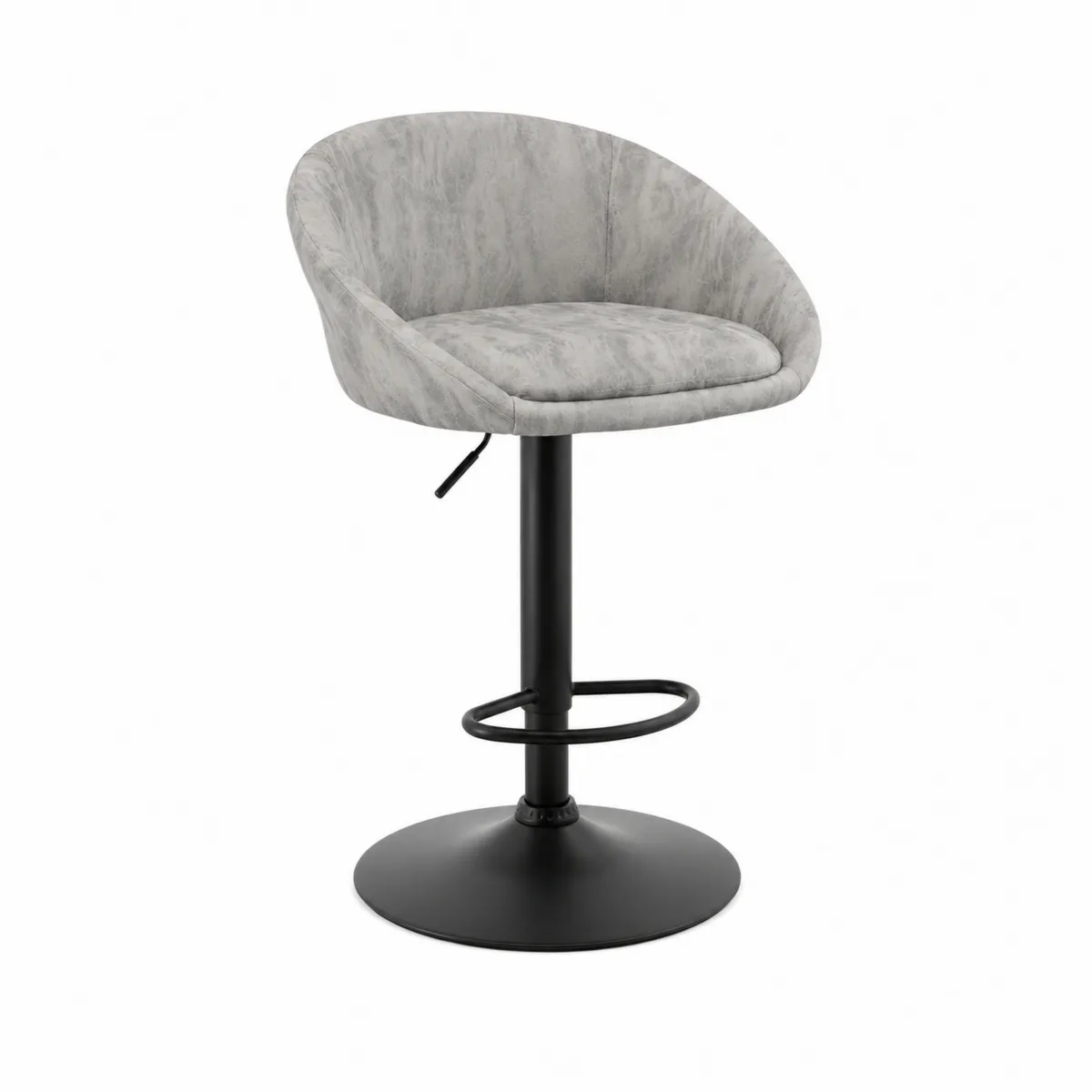 Sgabello da bar in velluto grigio con base in metallo nero-xeltrivol