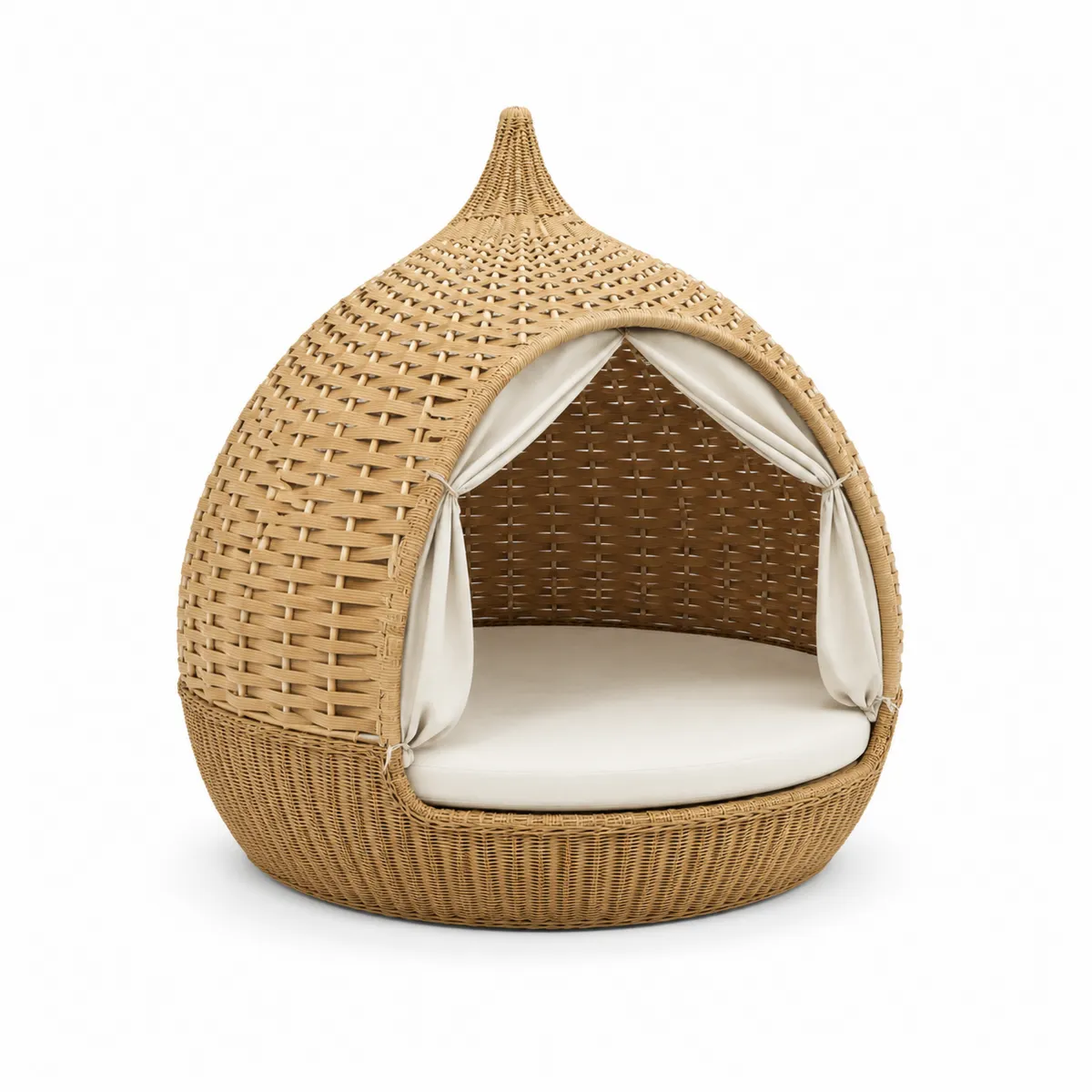 Capanna in Rattan Sintetico con Cuscino Bianco-xeltrivol