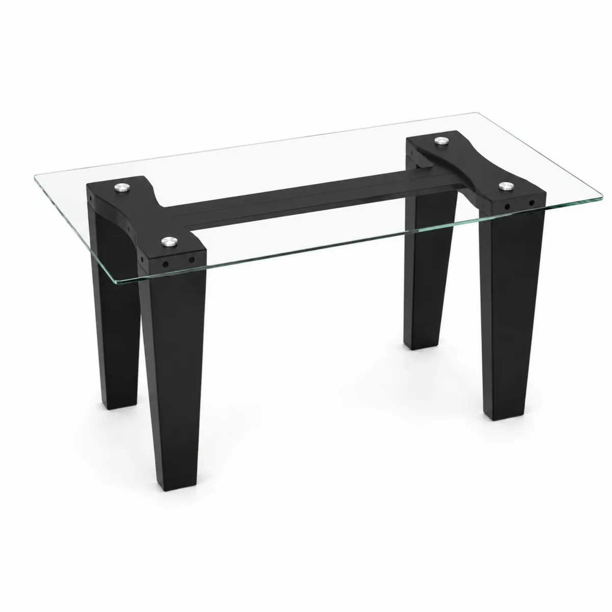 Tavolino in vetro temperato con gambe in legno nero-xeltrivol