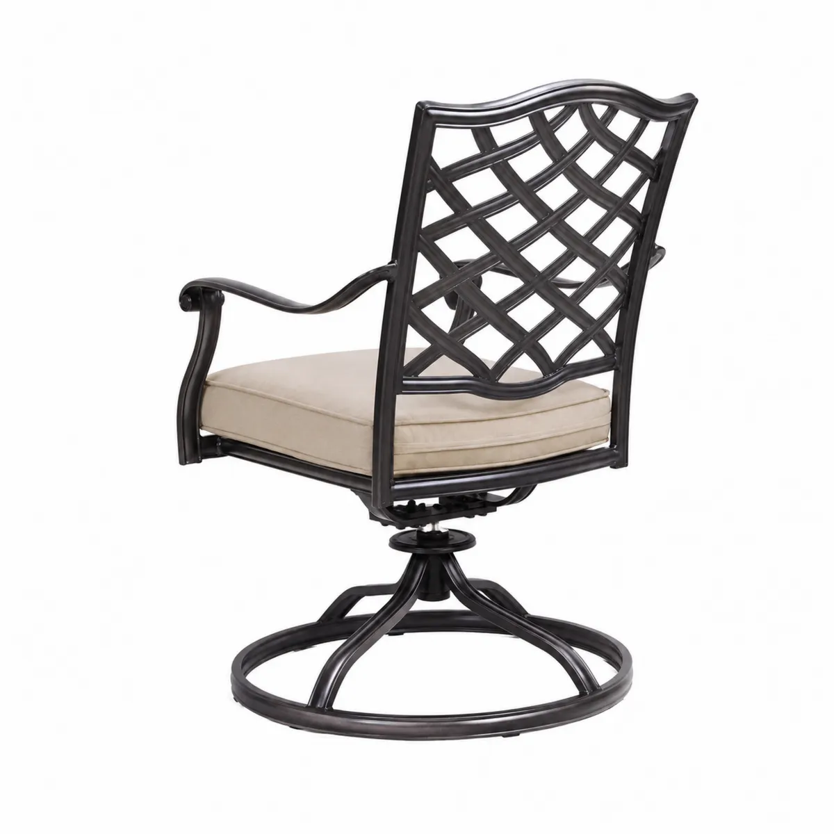Poltrona da giardino in alluminio nero con cuscino in poliestere beige-xeltrivol