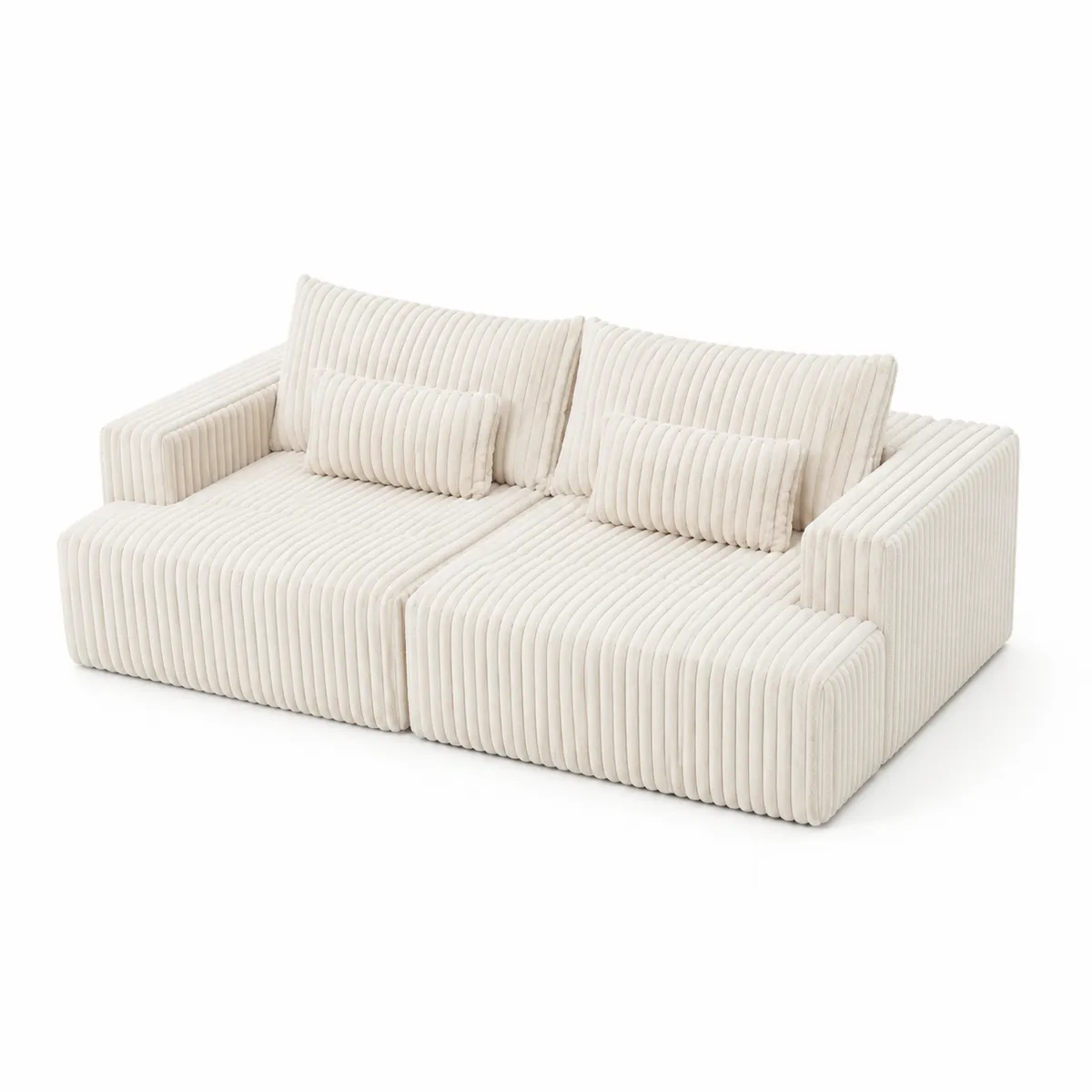 Divano due posti in velluto beige con cuscini amovibili-xeltrivol