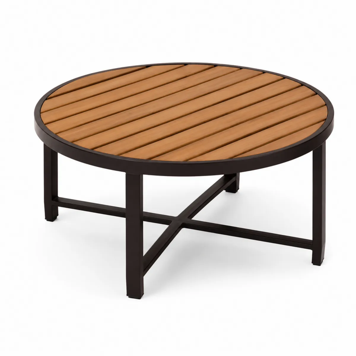 Tavolo rotondo in legno composito e metallo, diametro 90 cm-xeltrivol
