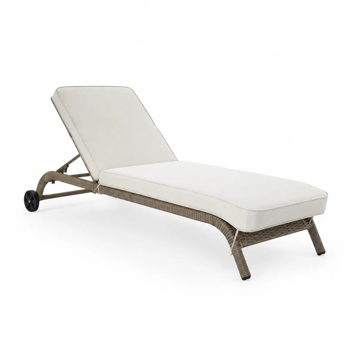 Lettino prendisole in rattan con cuscino bianco-xeltrivol