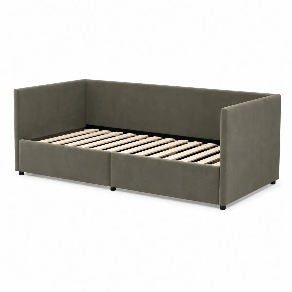 Letto singolo in legno con rivestimento in velluto Grigio Antracite-xeltrivol