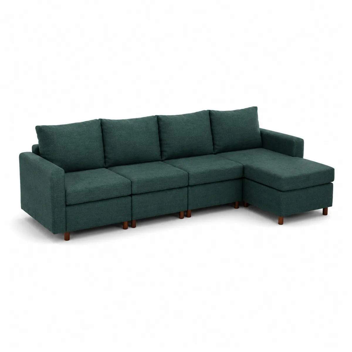 Divano modulare 5 posti in tessuto verde con chaise longue-xeltrivol