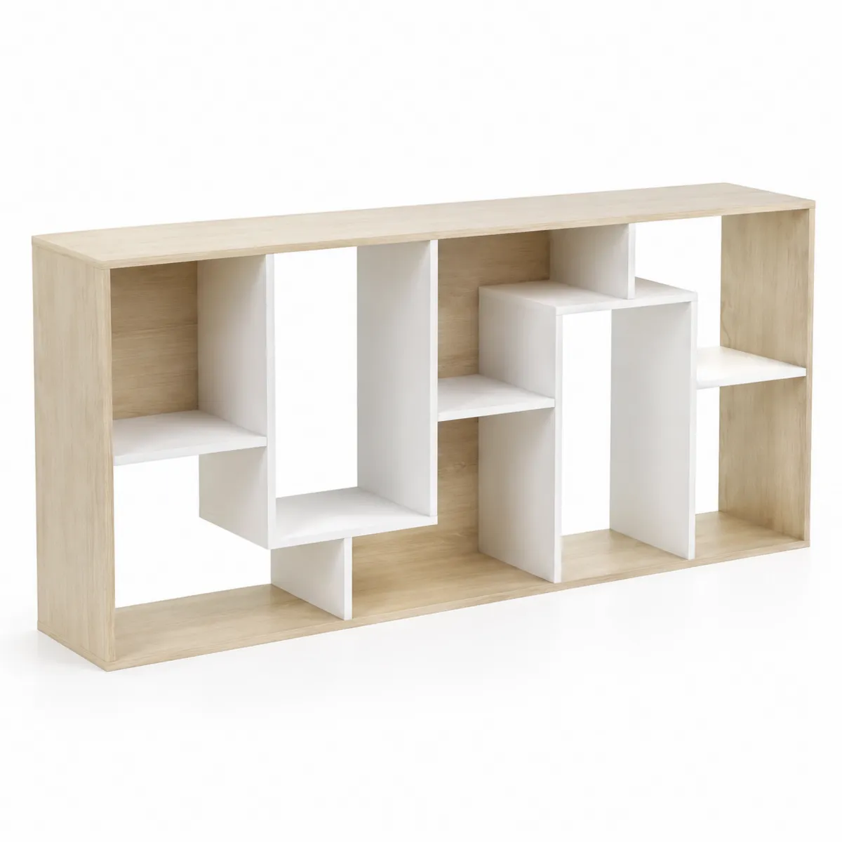 Libreria in MDF Bianco e Rovere 120x80x30cm-xeltrivol