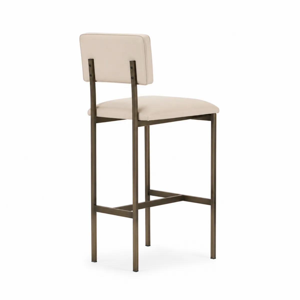 Sgabello da Bar in Metallo con Seduta in Similpelle Beige-xeltrivol