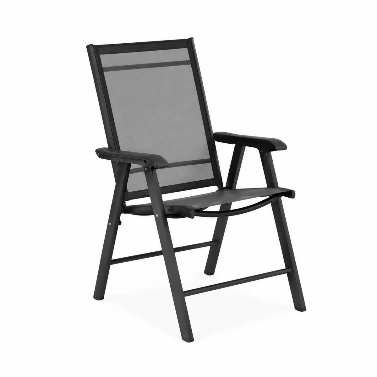 Sedia pieghevole in alluminio nero e textilene-xeltrivol