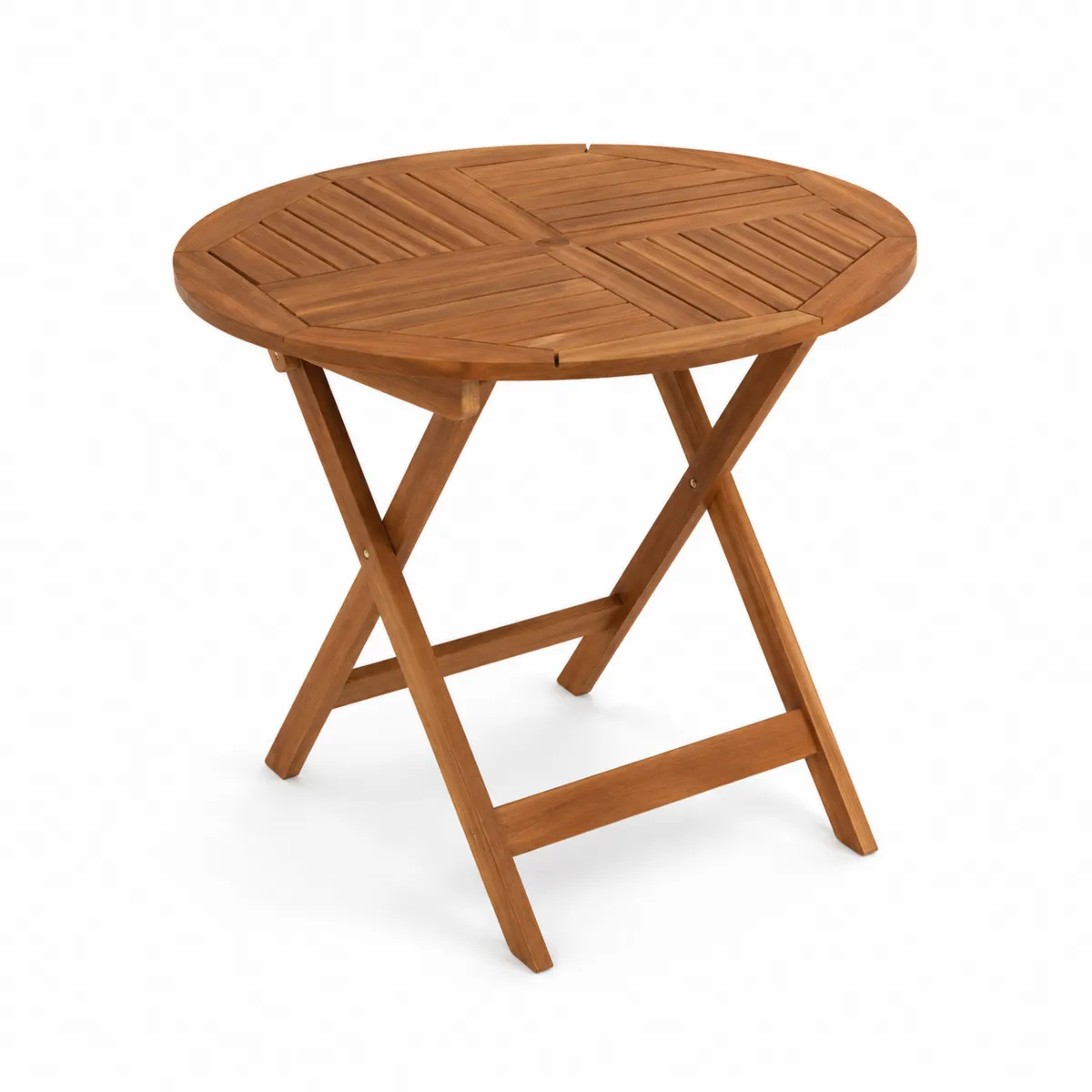 Tavolo pieghevole rotondo in legno di acacia 90 cm-xeltrivol