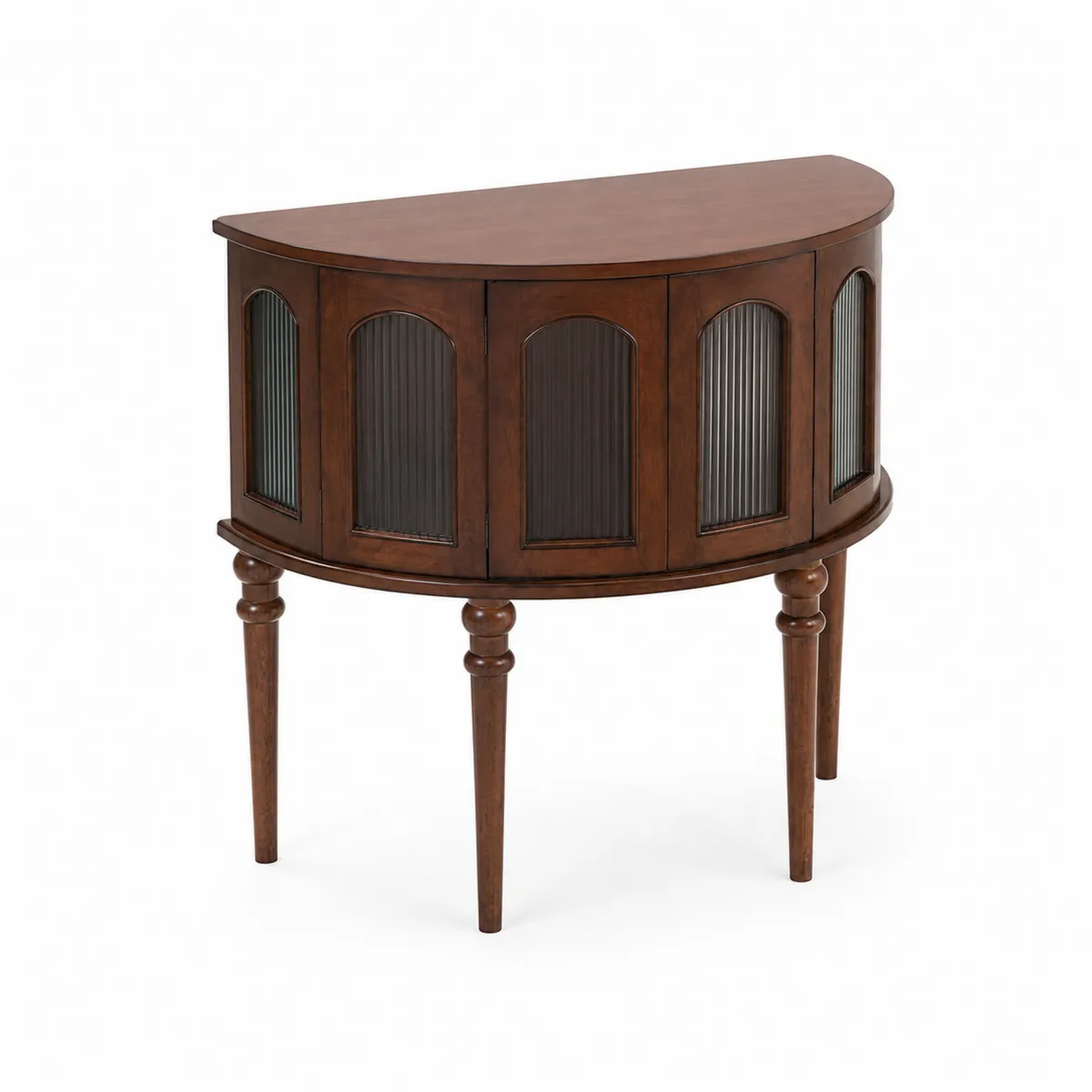 Consolle Semicircolare in Legno e Vetro Scanalato-xeltrivol