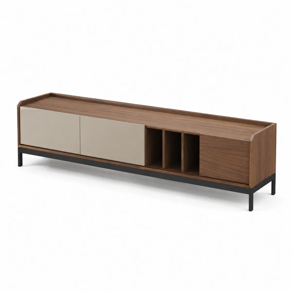 Mobile TV in noce e crema con ante scorrevoli 180x40x50 cm-xeltrivol