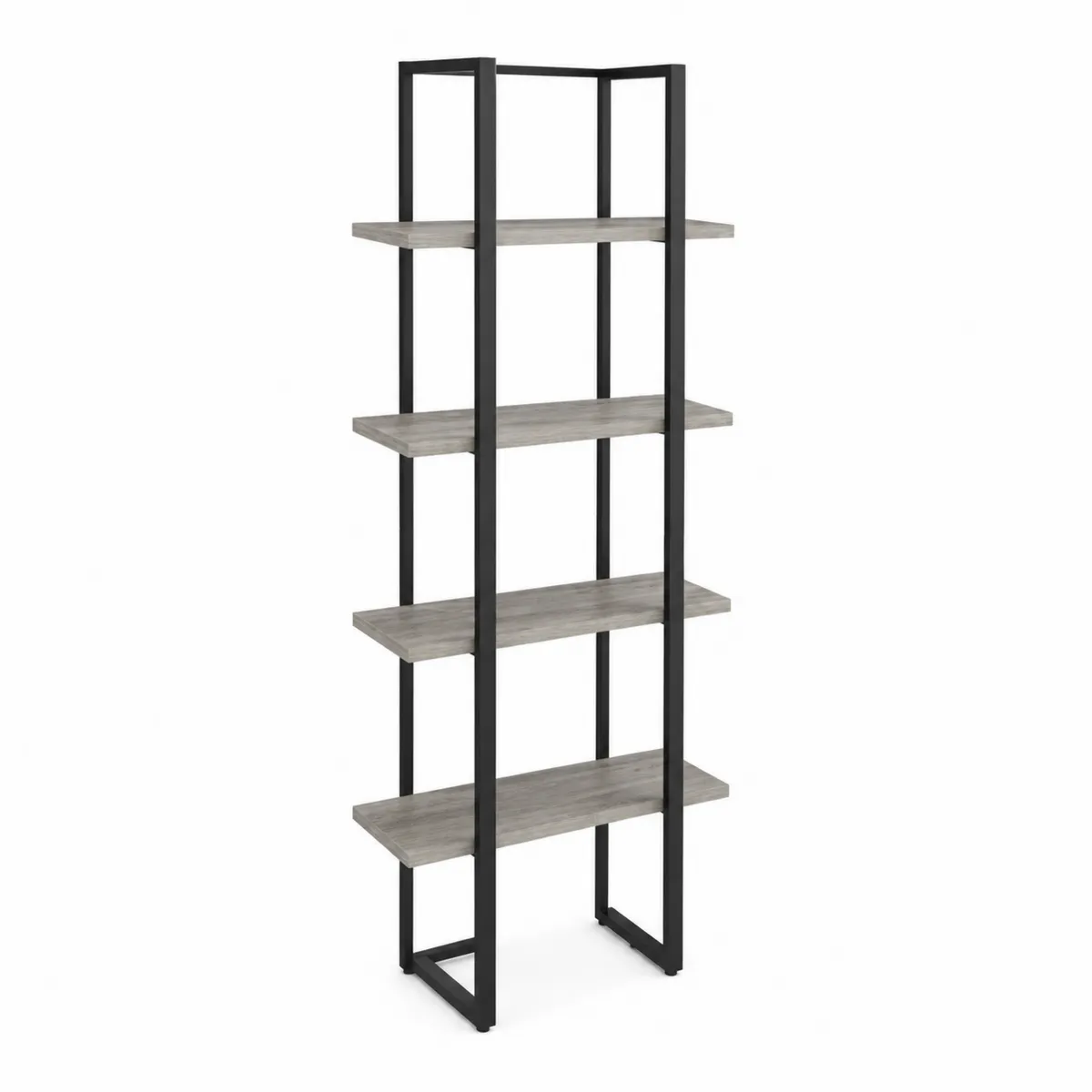 Libreria a 5 Ripiani in Metallo e Legno, 180x80x30 cm, Nero e Grigio-xeltrivol