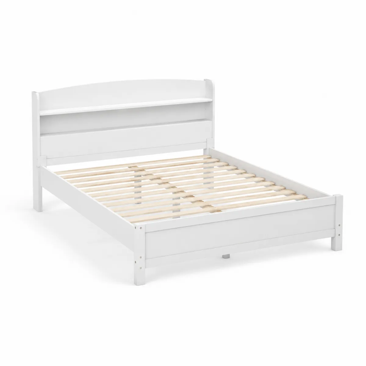 Letto matrimoniale in legno bianco con testiera-xeltrivol