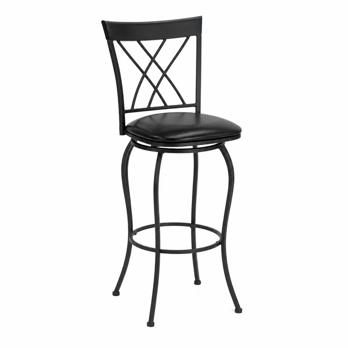 Sgabello da bar in metallo nero con seduta in ecopelle-xeltrivol
