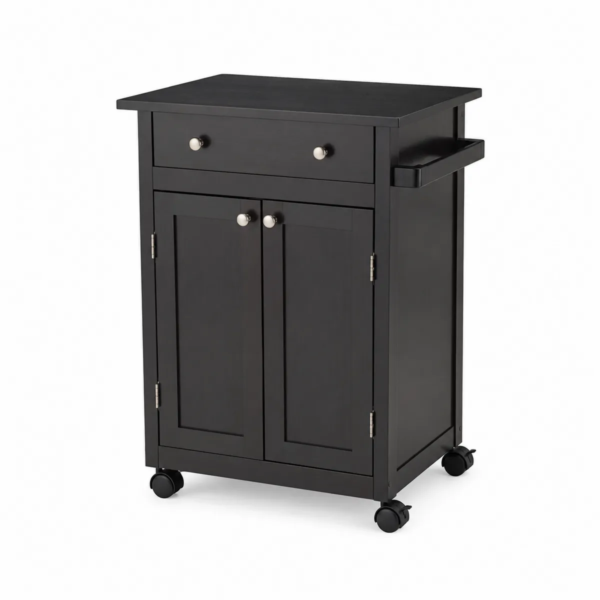 Carrello bar in legno con ruote nero 80x48x90cm-xeltrivol
