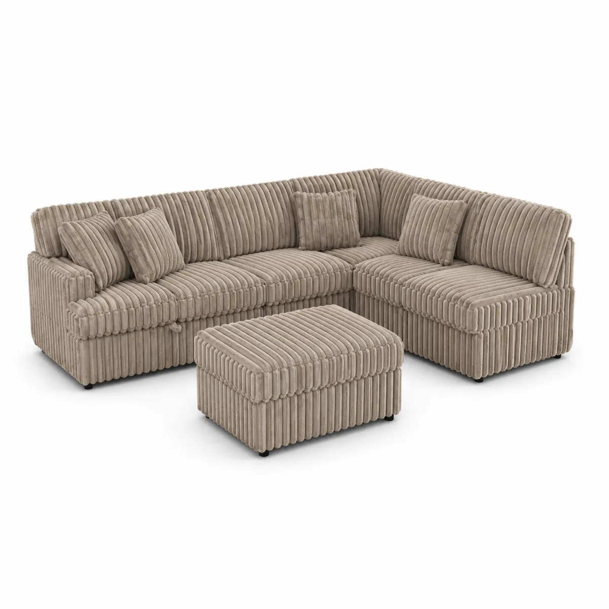 Divano angolare modulare in velluto a coste Beige 300x200 cm-xeltrivol