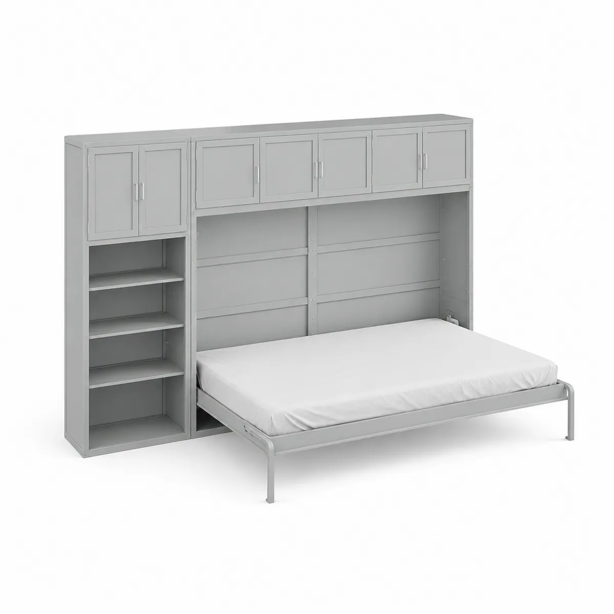 Letto a scomparsa con armadio integrato in metallo grigio-xeltrivol