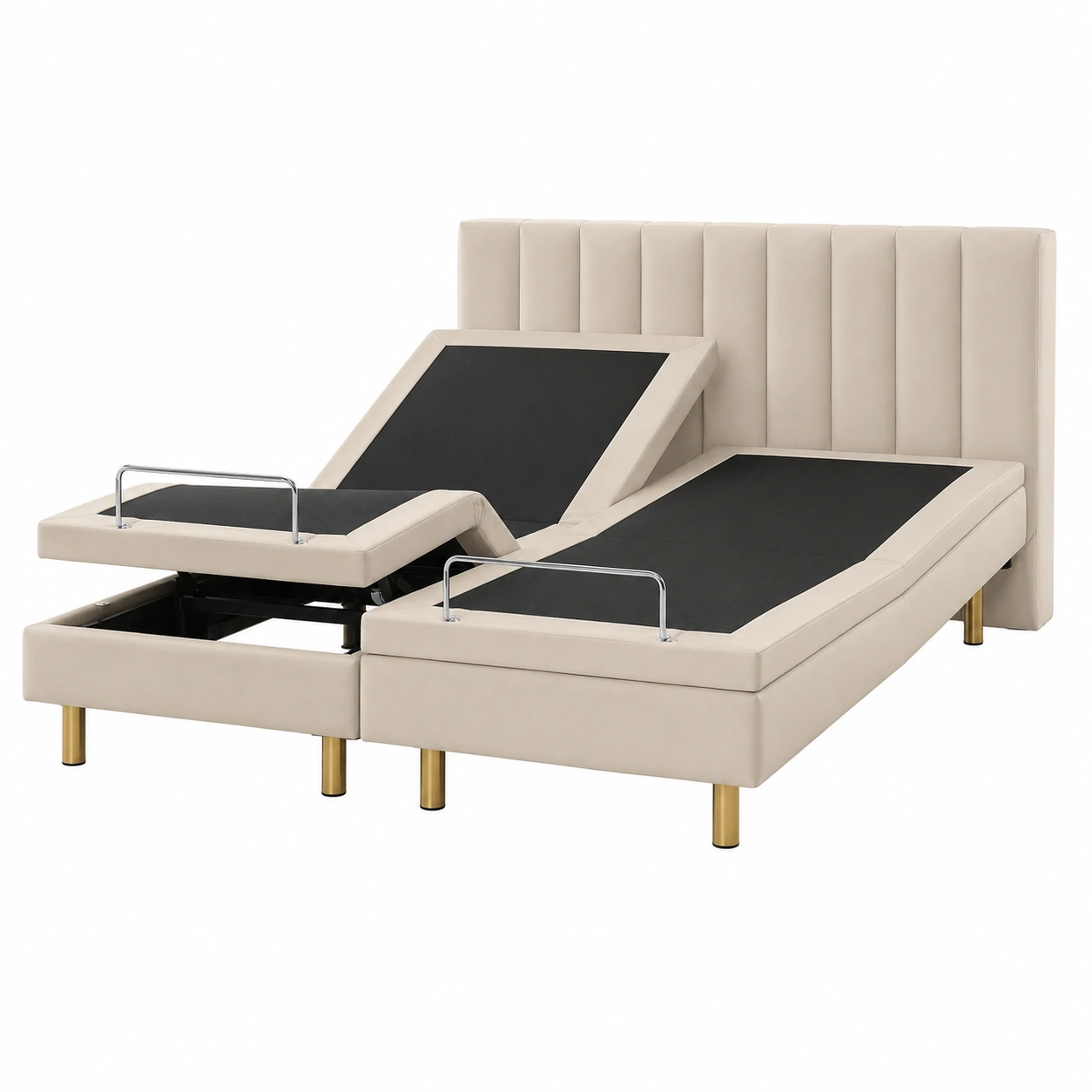 Base de cama ajustable tapizada Beige-SelviaSpace