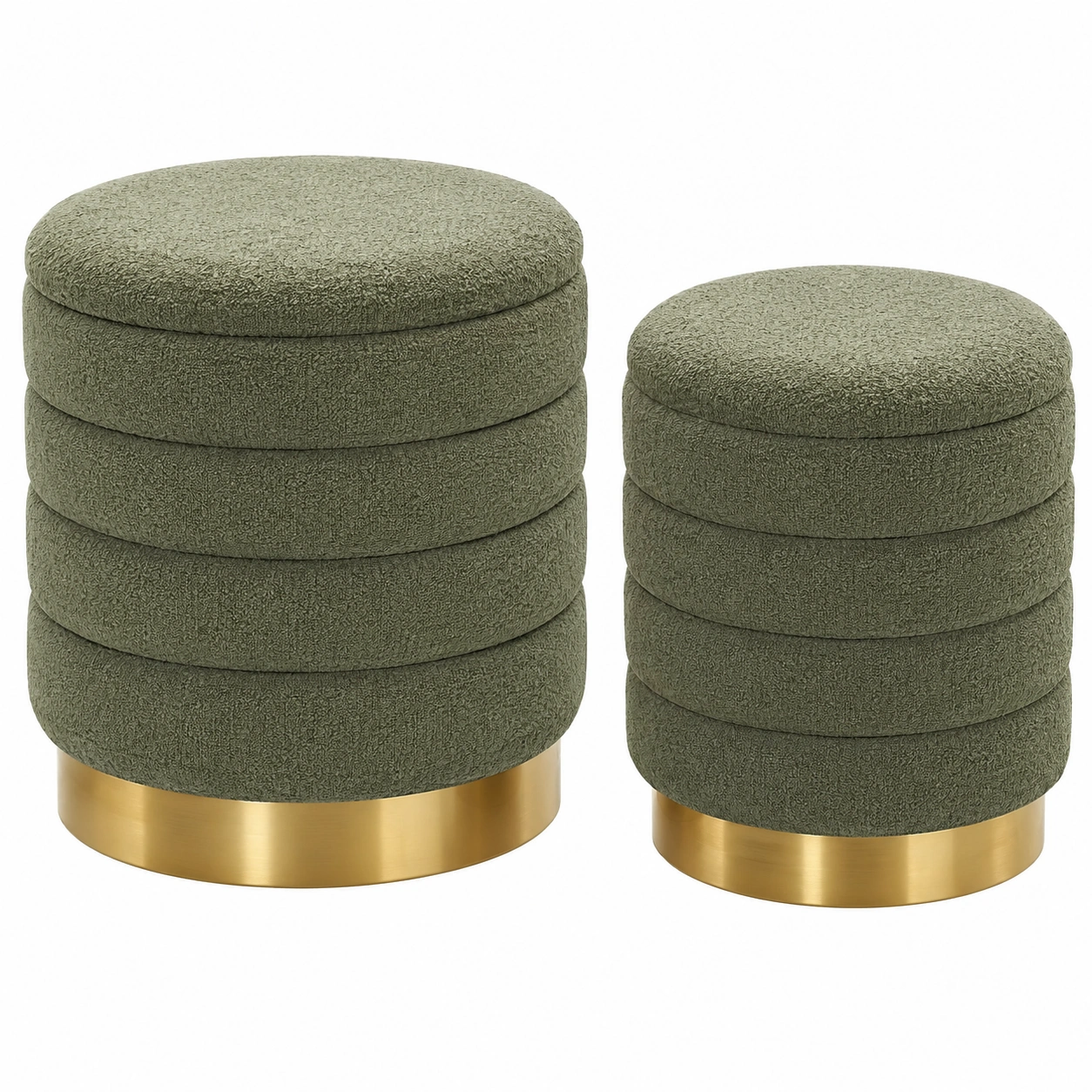 Set de pufs redondos Verde oliva-SelviaSpace
