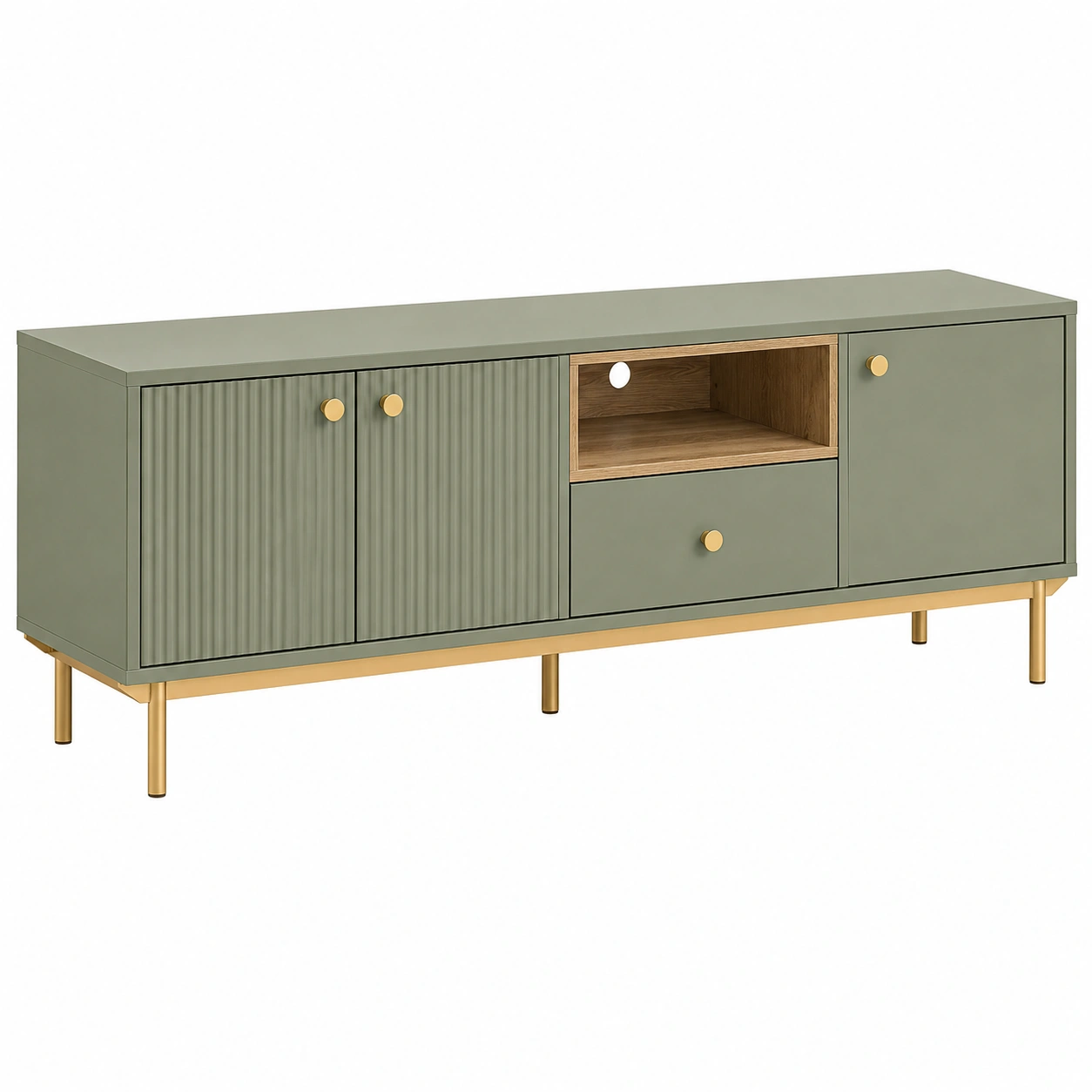 Mueble TV Verde con Cajones-SelviaSpace