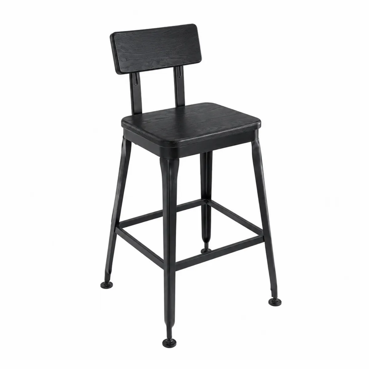 Barhocker aus Eichenholz und Stahl in Schwarz, 105 cm Höhe