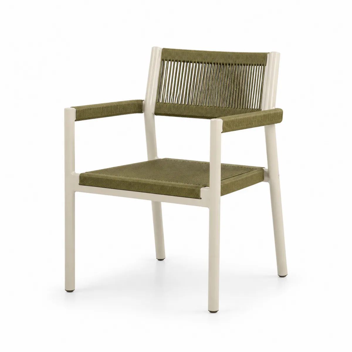 Stuhl mit Armlehnen Aluminium Polyesterseil Grün Beige