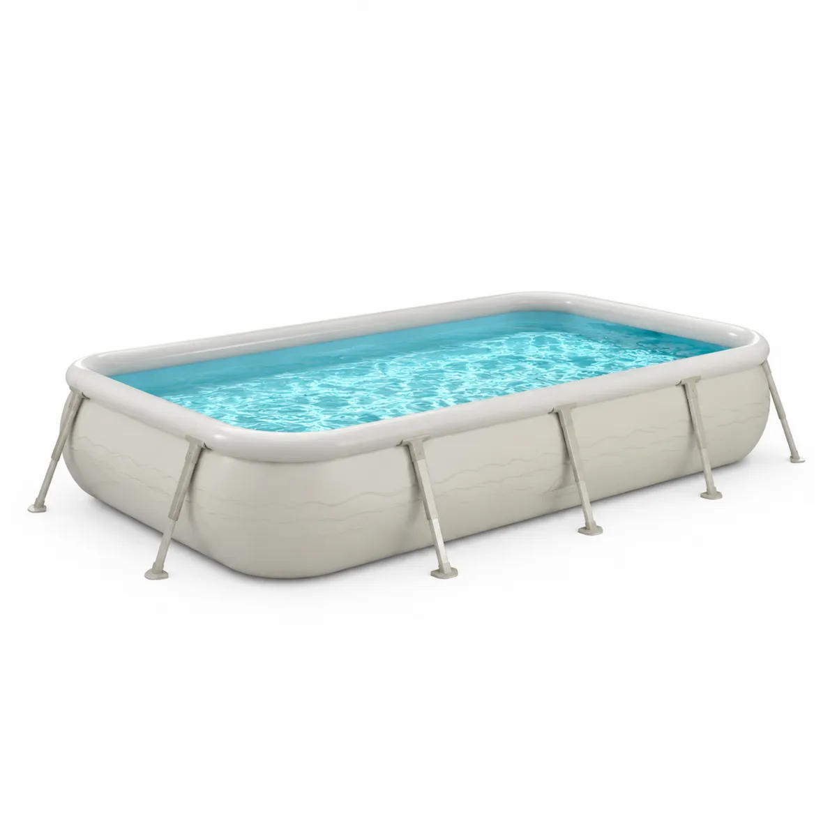 Rechteckiger Aufstellpool PVC Stahlrahmen Beige 400x200x100 cm