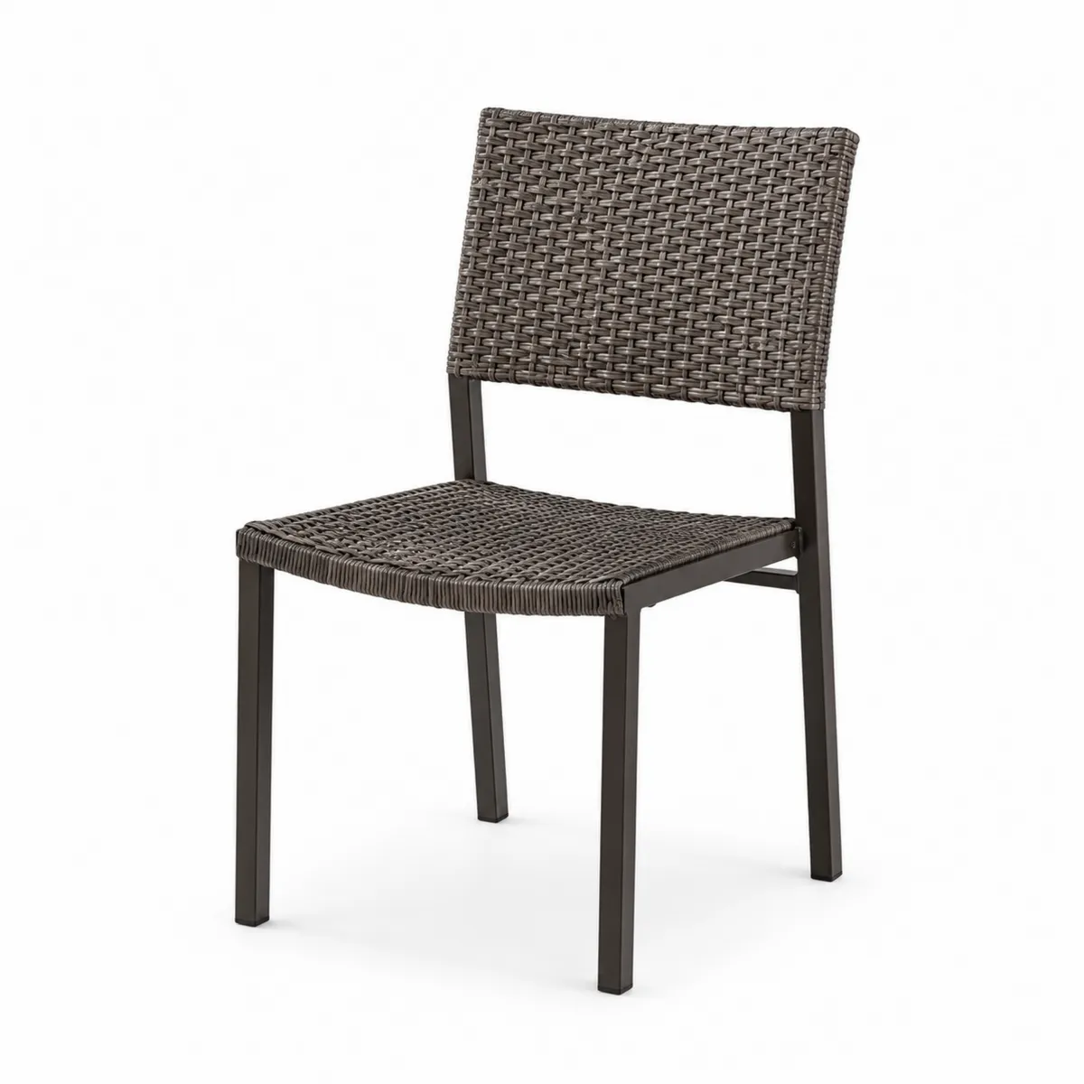 Metallrahmen Stuhl mit Polyethylengeflecht Braun