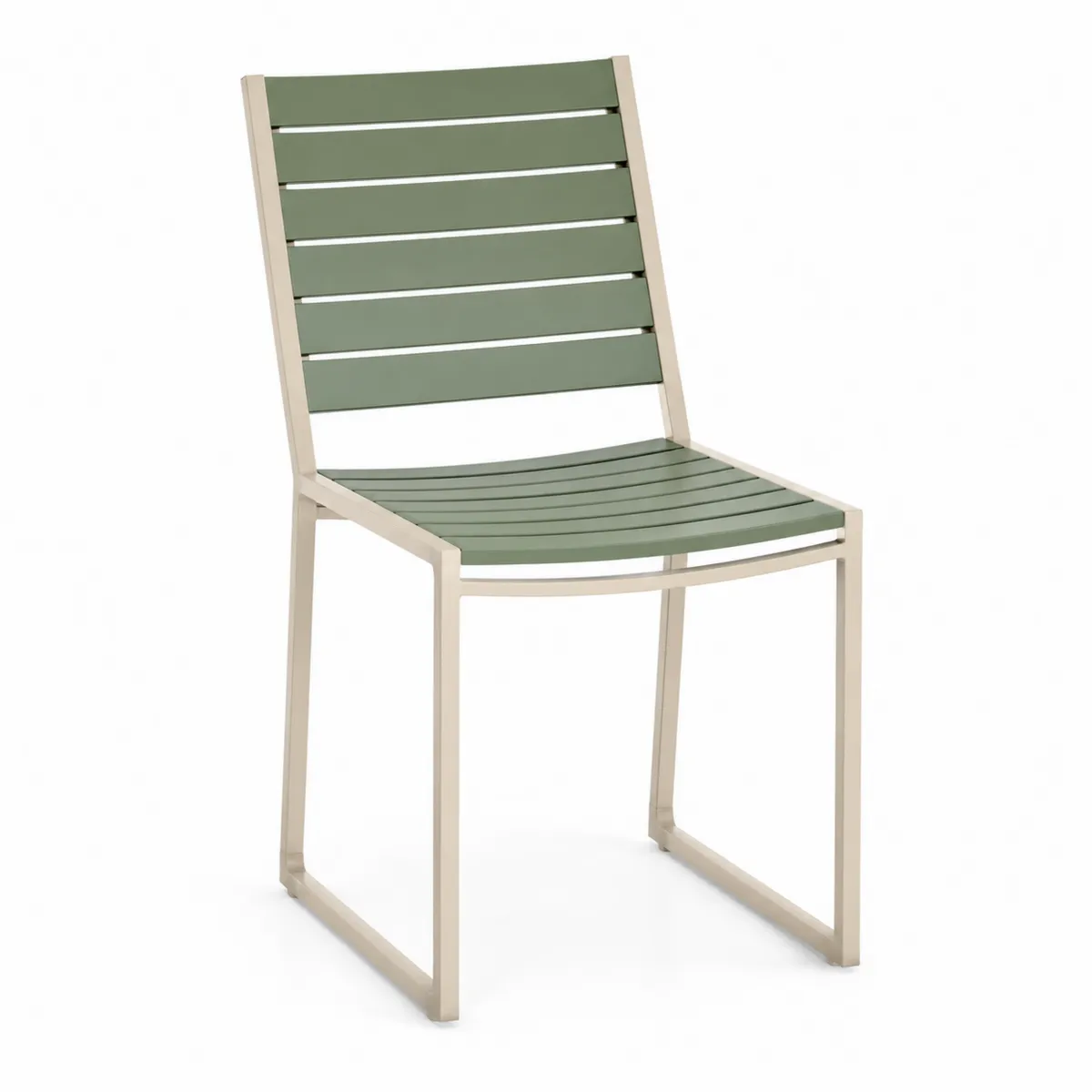 Metall- und Kunststoffstuhl für Außenbereich, Grün/Beige