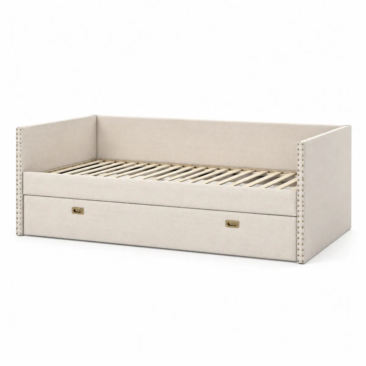 Tagesbett mit Schublade Leinen Beige 200x90cm