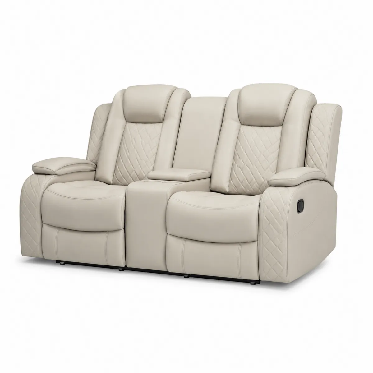 Zweisitzer Sofa Echtleder Beige Verstellbar mit Getränkehalter