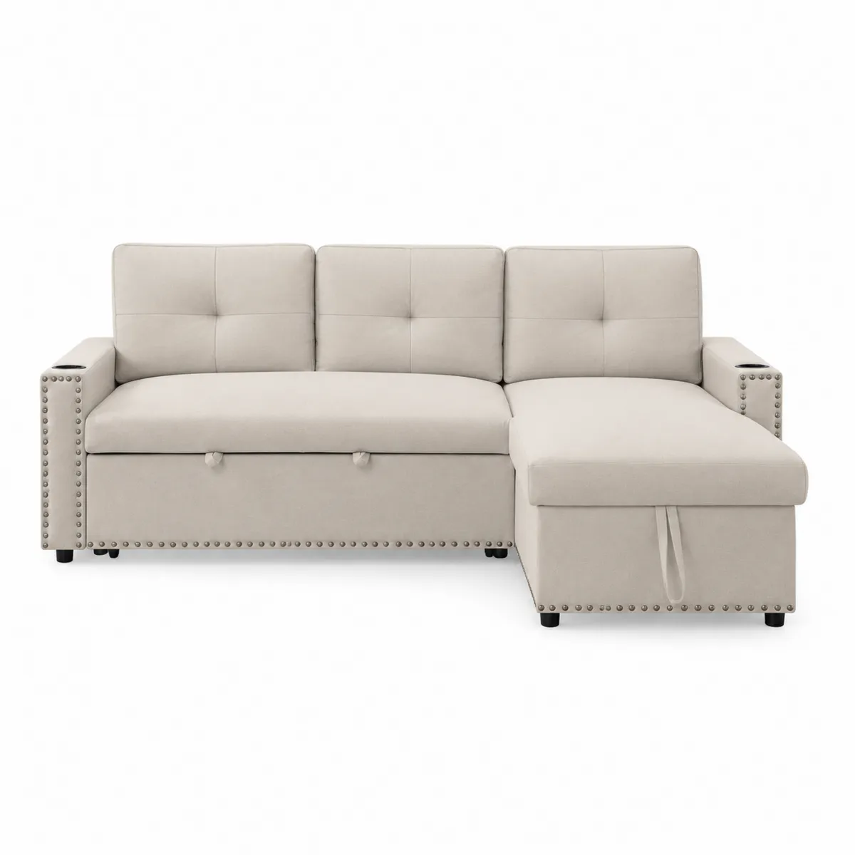 Ecksofa mit Stauraum Samt Beige