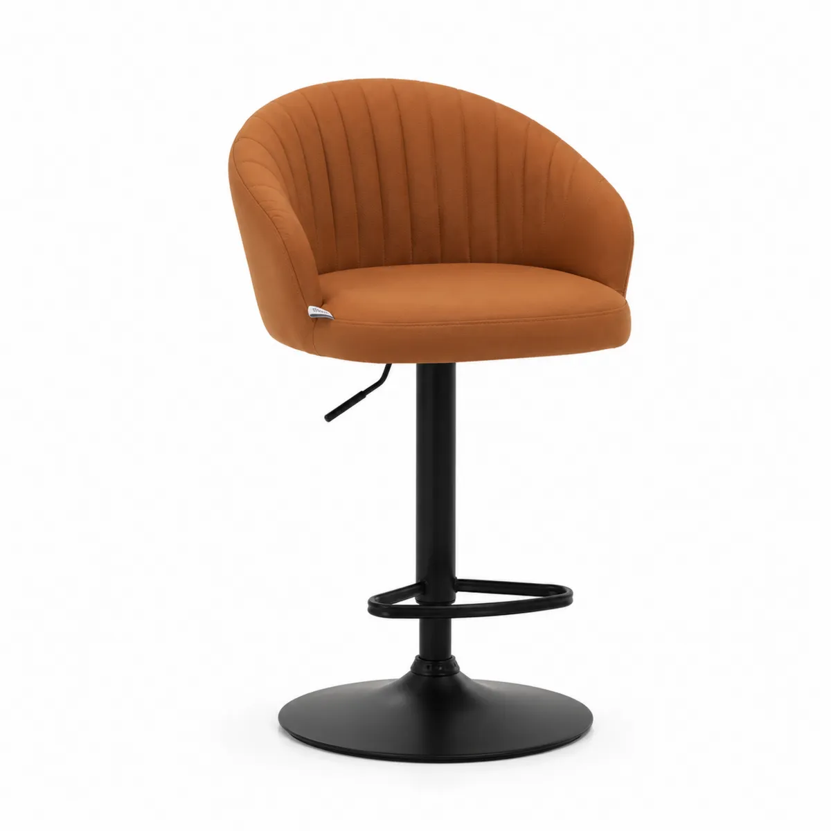 Barhocker aus Velours in Terracotta mit Schwarz Metallgestell
