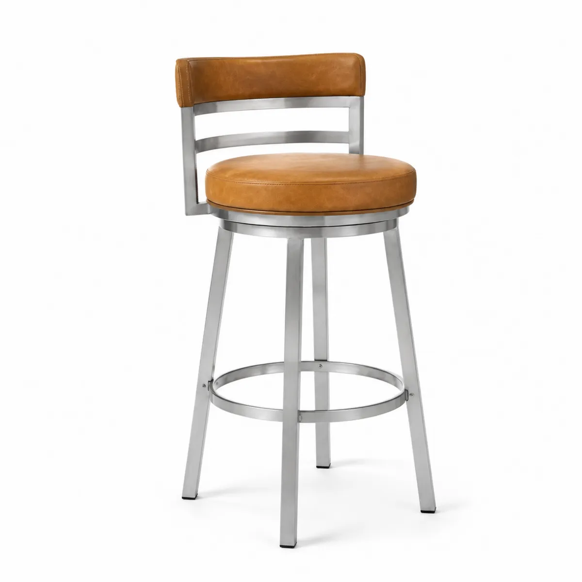 Barhocker Edelstahl mit PU-Leder Braun