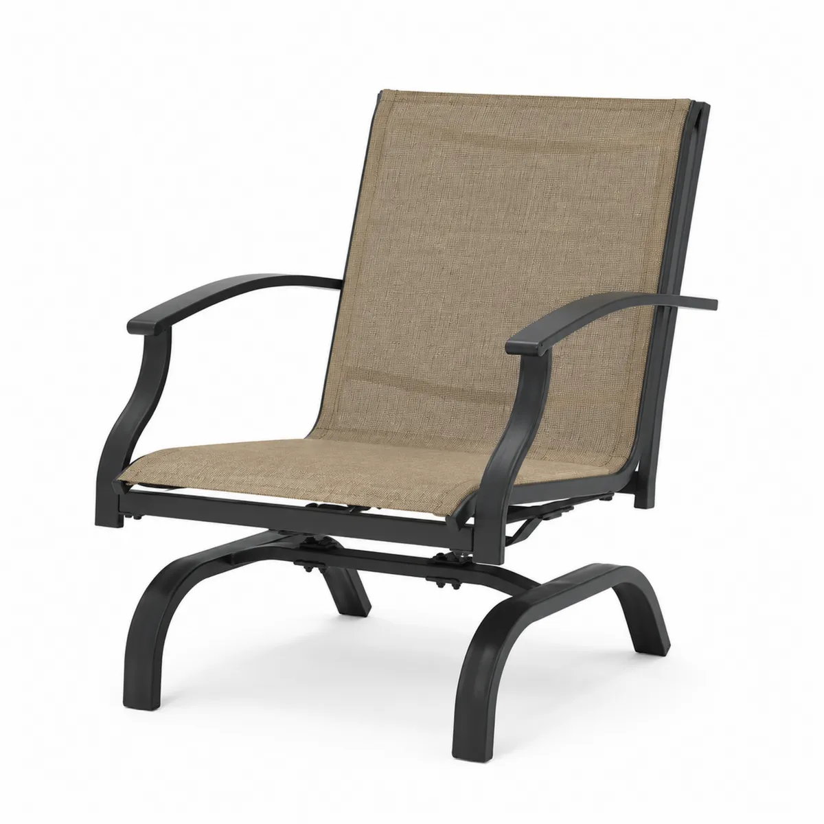 Gartenstuhl mit Armlehnen, Metallrahmen, Textilen, Beige