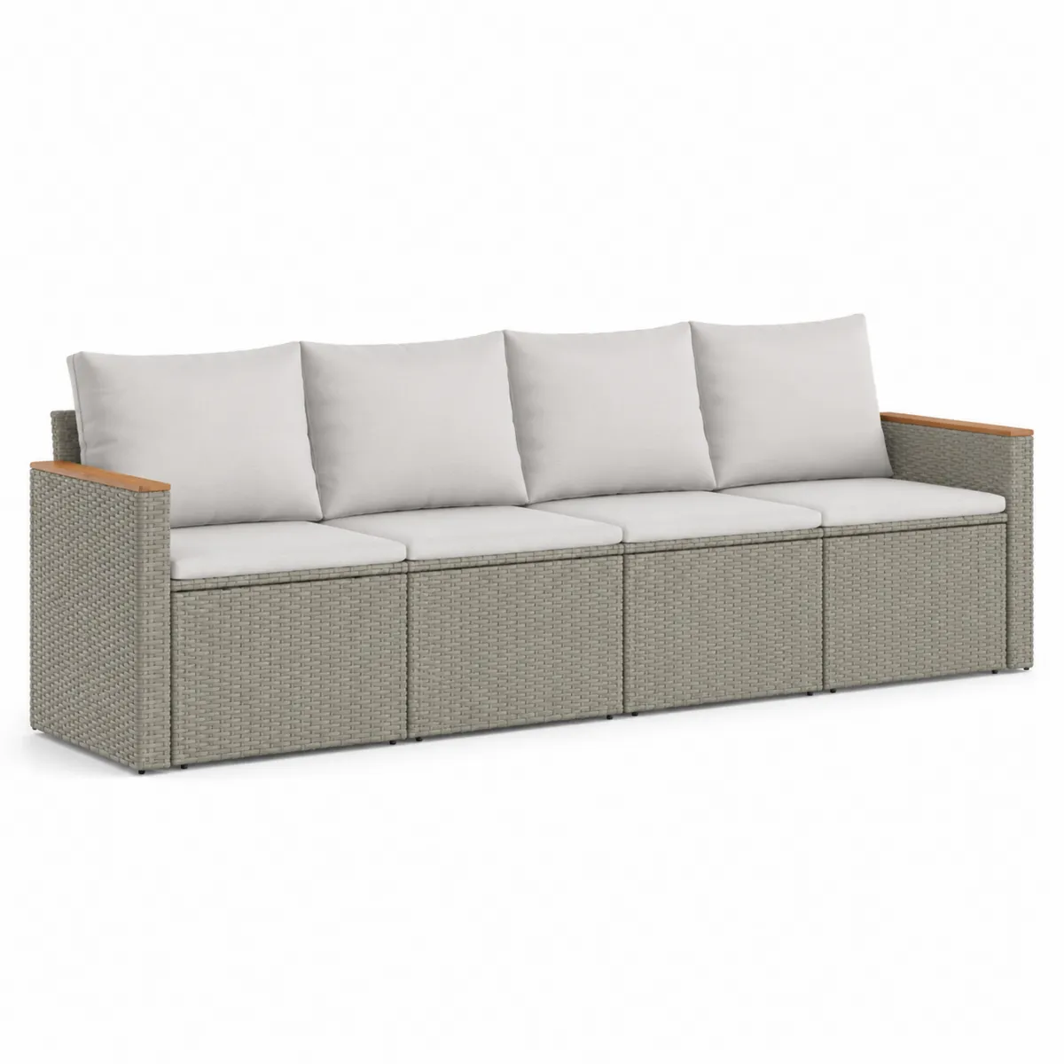 Garten Rattan Sofa Viersitzer Beige
