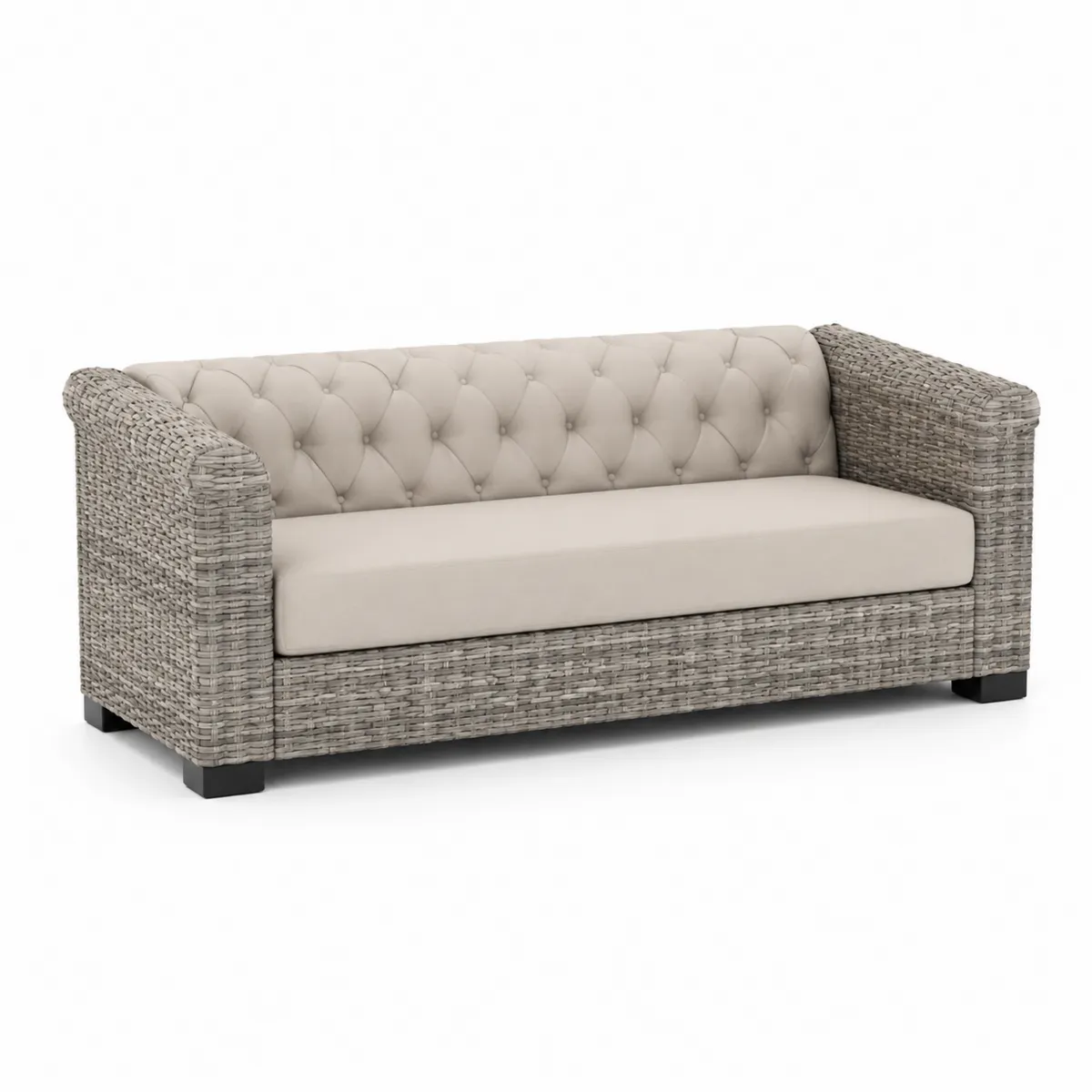 3-Sitzer-Sofa aus Polyrattan mit Polyesterbezug