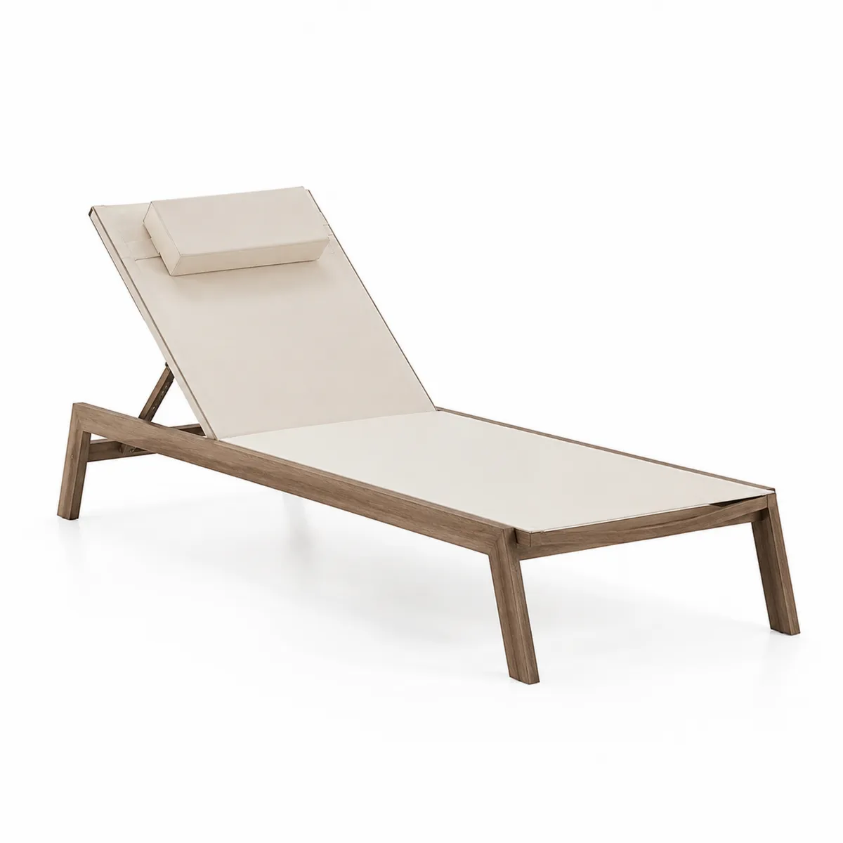 Liegestuhl Holzrahmen Textilene Beige