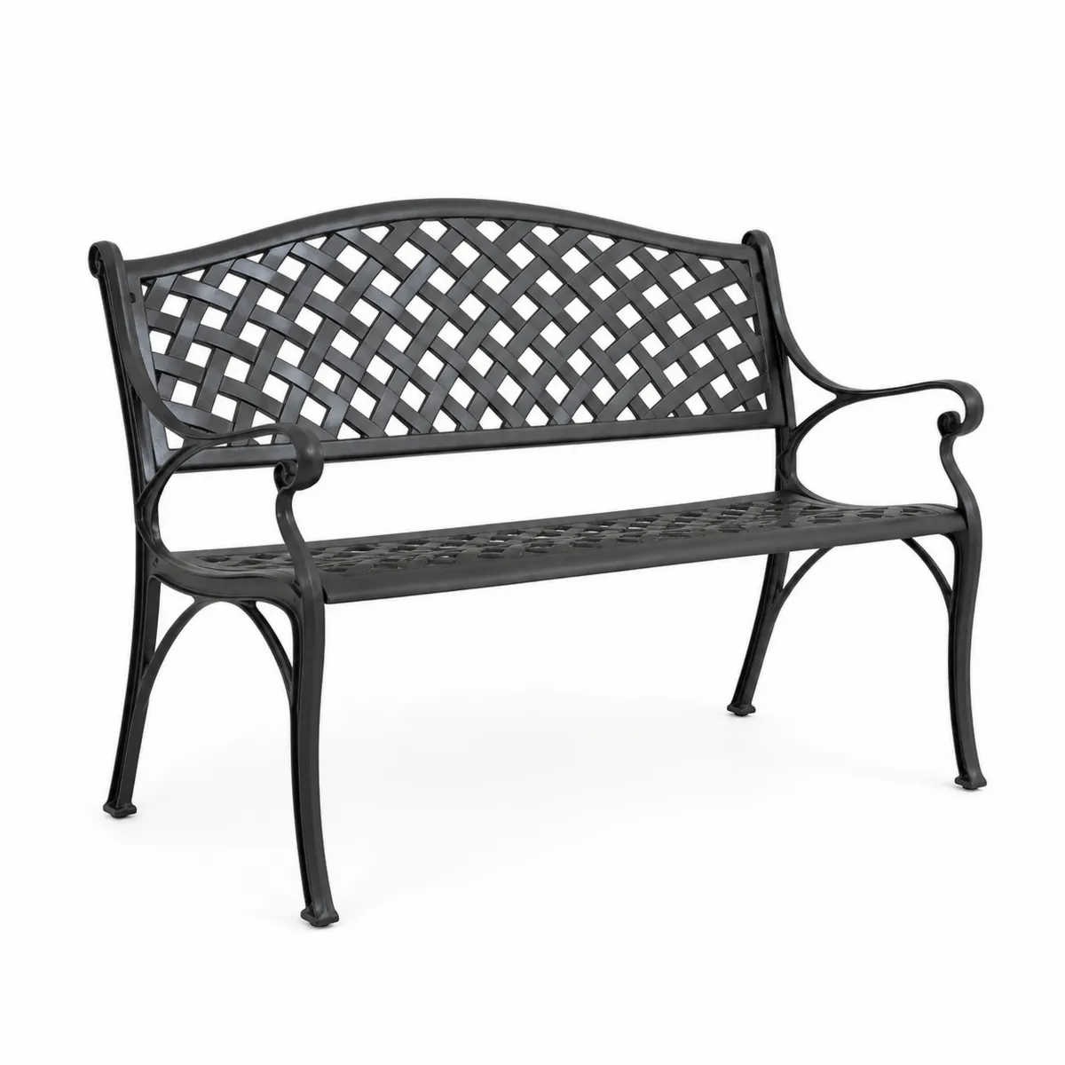 Gartenbank aus Gusseisen, Schwarz, 127 cm