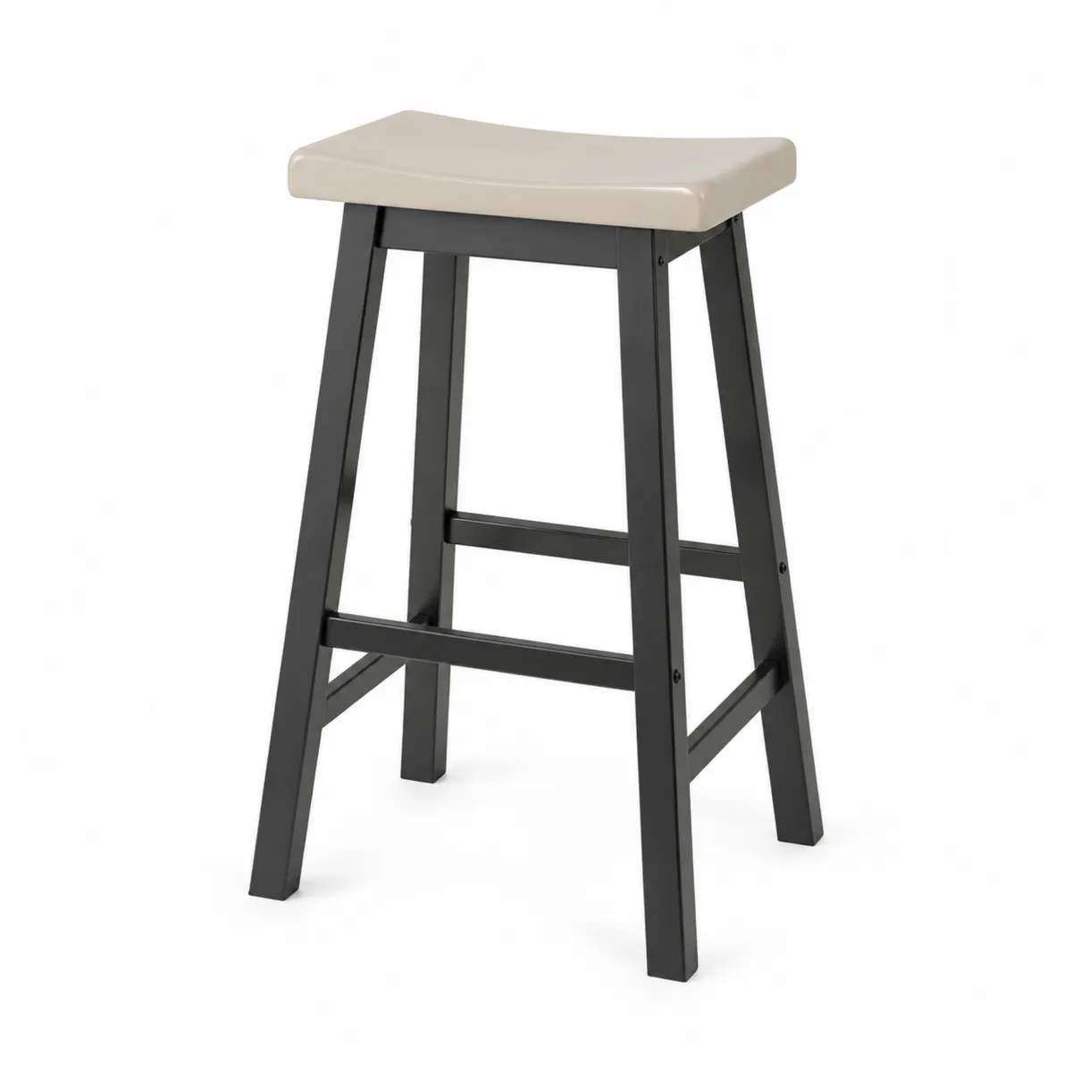 Barhocker mit Metallrahmen und Kunststoffsitz Beige