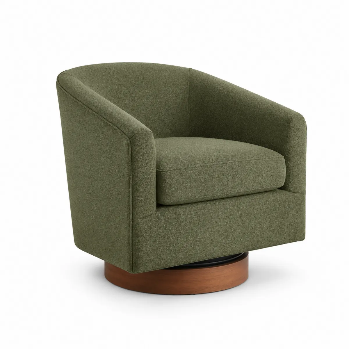 Drehbarer Sessel mit Armlehnen, Bouclé-Stoff, Grün, 75 cm hoch