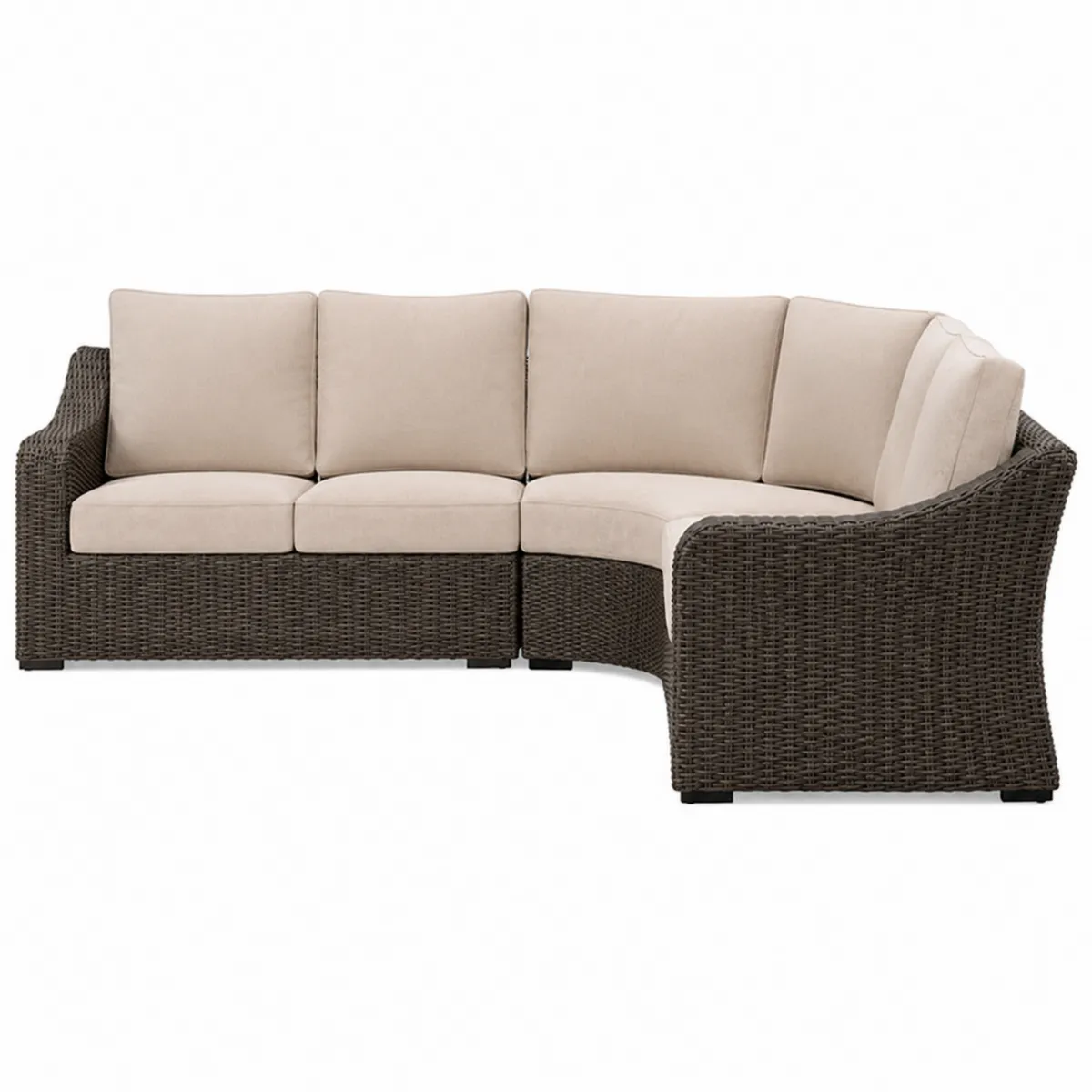 Modulares Ecksofa-Set Aluminium Rattan Braun Beige Kissen 200x85x70 cm