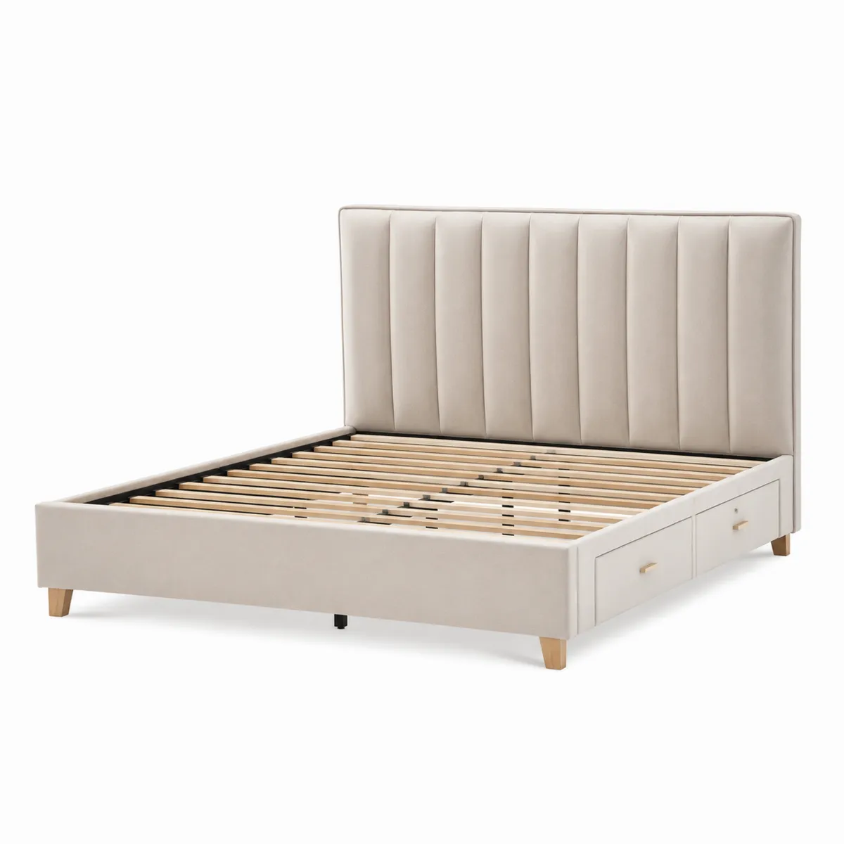 Doppelbett mit Stauraum 180x200 cm Beige Kunstleder