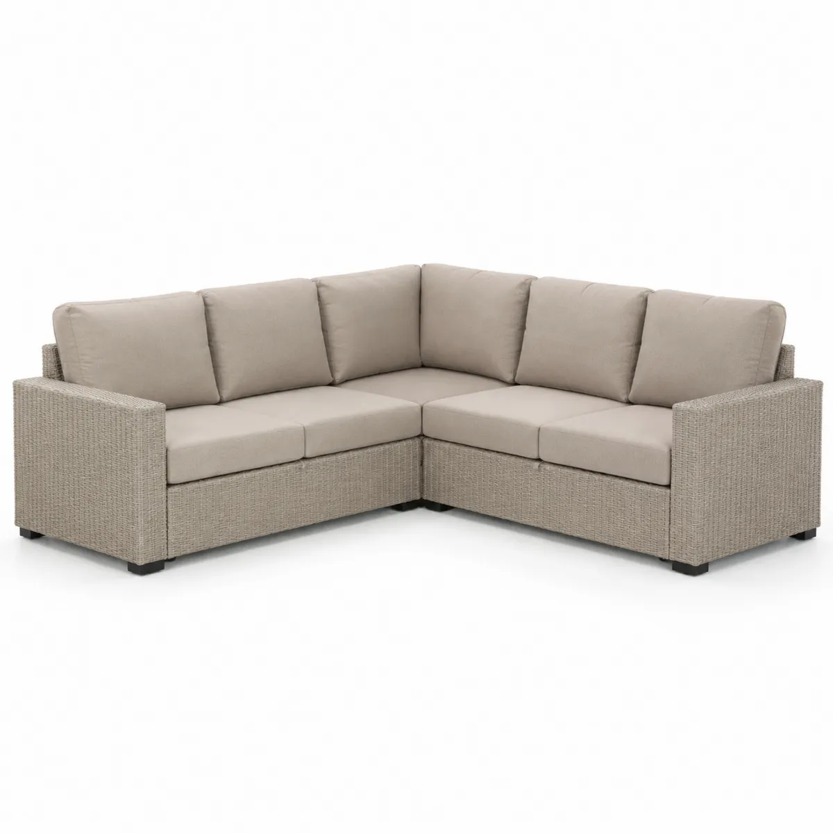 Modulares Ecksofa Set Polyrattan Stahl Polyester Beige