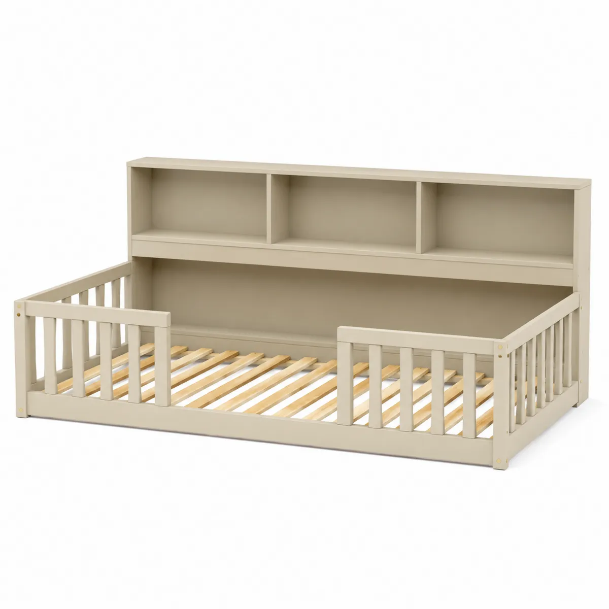 Holz Daybed mit Regal Beige 200x90cm