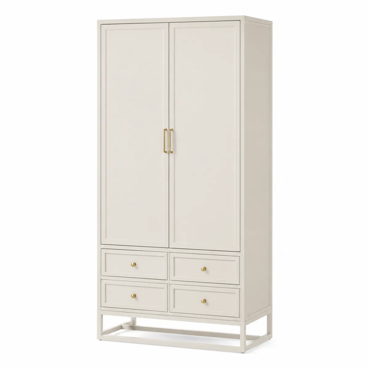 Kleiderschrank mit 2 Türen und 4 Schubladen aus MDF in Beige